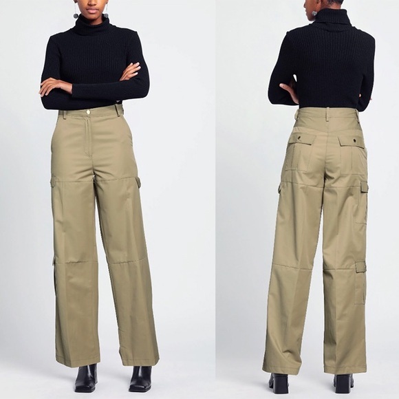 Sandro Popeye Beige Cargo Cotton Blend Wide Leg Pants Sz 34 US XS (2) - Picture 1 of 13